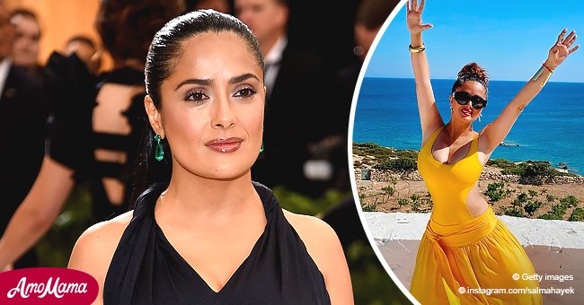 Salma Hayek Looks Stunning Celebrating Her 54th Birthday In A Yellow Swimsuit 