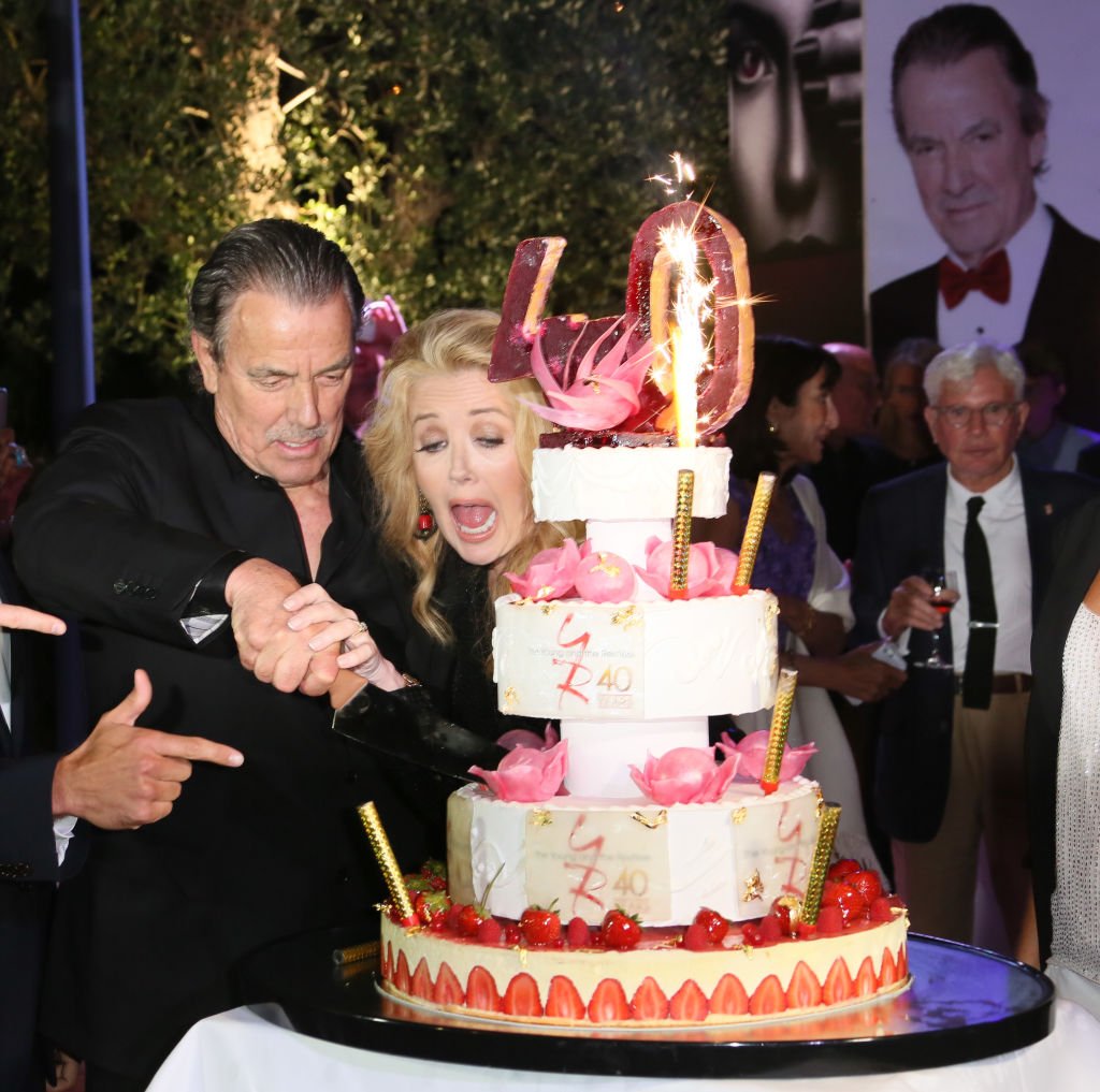 Eric Braeden, Melody Thomas Scott, Christian Leblanc and Sharon Case at "The Young and the Restless" party marking the 40th anniversary of the TV series on June 10, 2013 | Photo: Getty Images