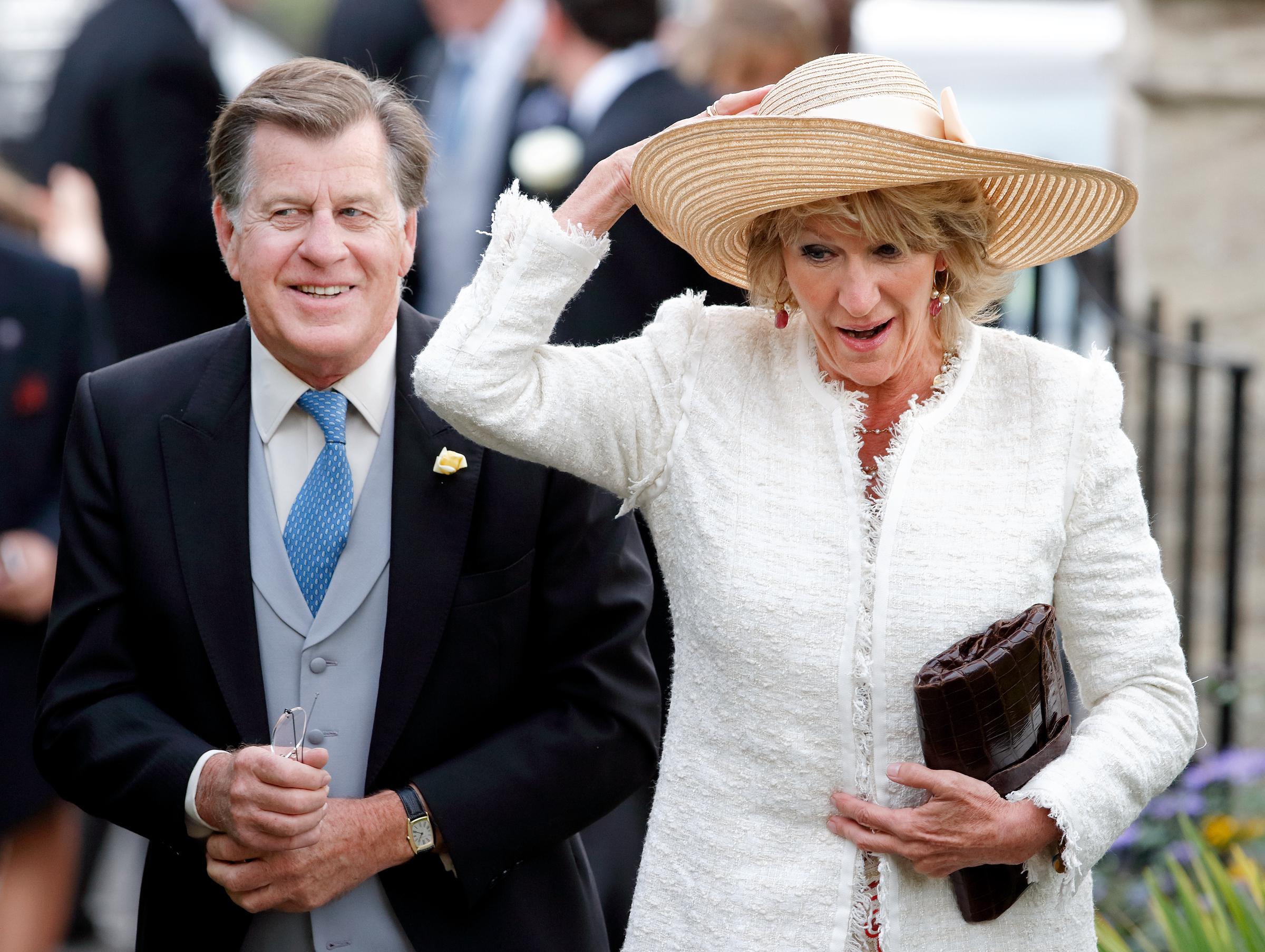 Simon and Annabel Elliot at the wedding of Ben Elliot and Mary-Clare Winwood at the church of St. Peter and St. Paul on September 10, 2011, in Northleach, England. | Source: Getty Images