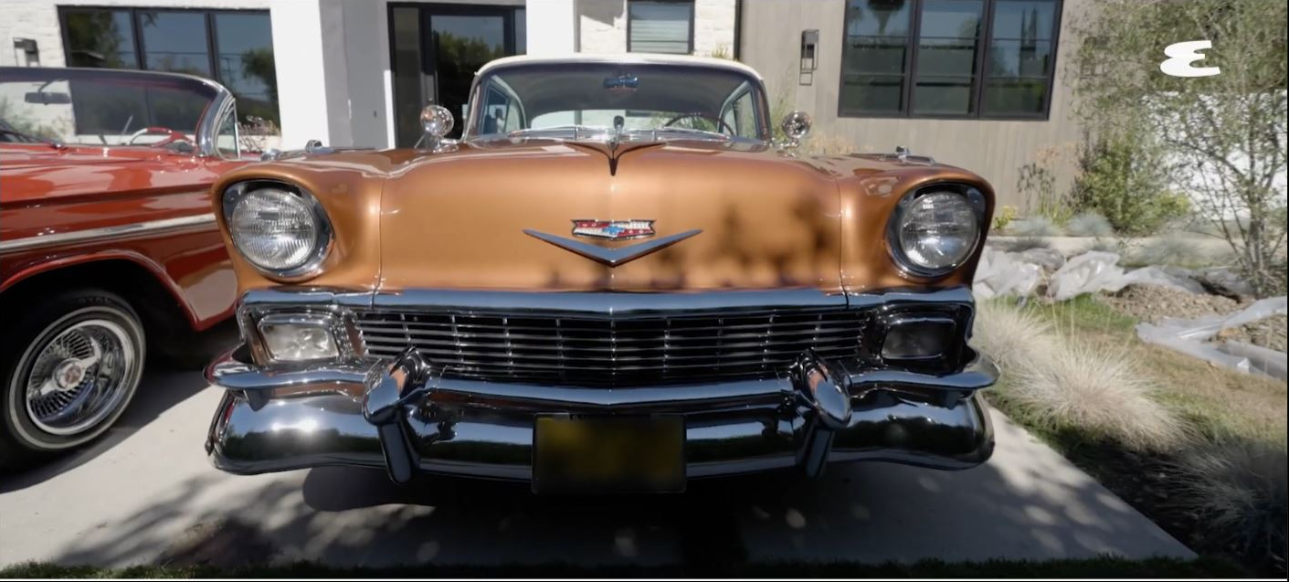 The front view of Wiz Khalifa's 1956 Chevrolet Bel Air, a classic Chevy the rapper described as an essential addition to his collection of vintage American cars. | Source: YouTube/Esquire