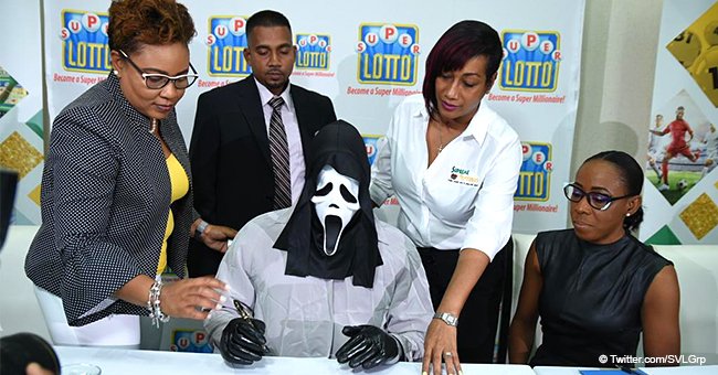 Lottery winner wears 'Scream' mask while collecting his prize money and the internet loves it