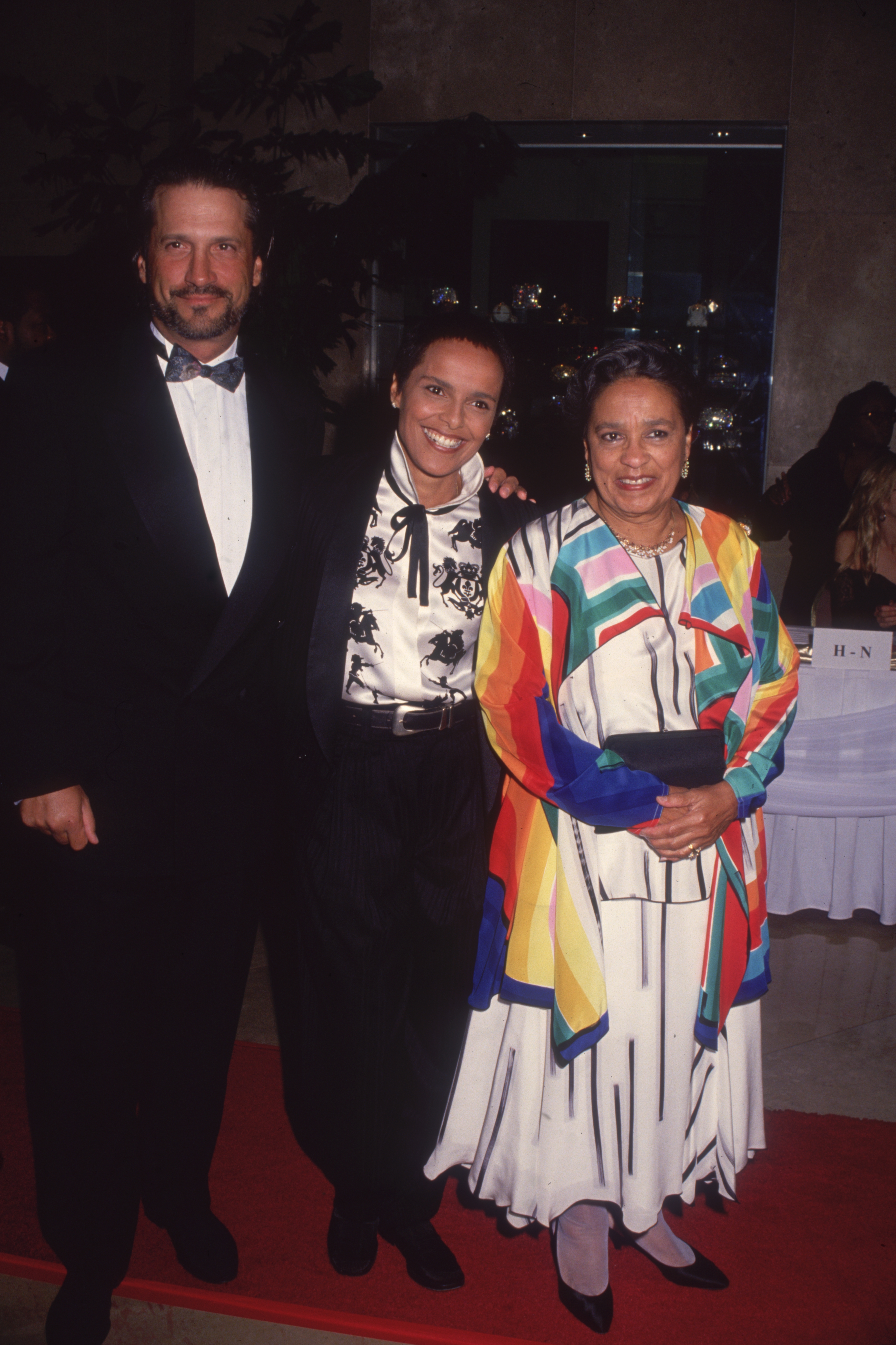Sam Behrens, Shari Belafonte-Harper, and Marguerite Belafonte at a formal affair circa 1990 | Source: Getty Images