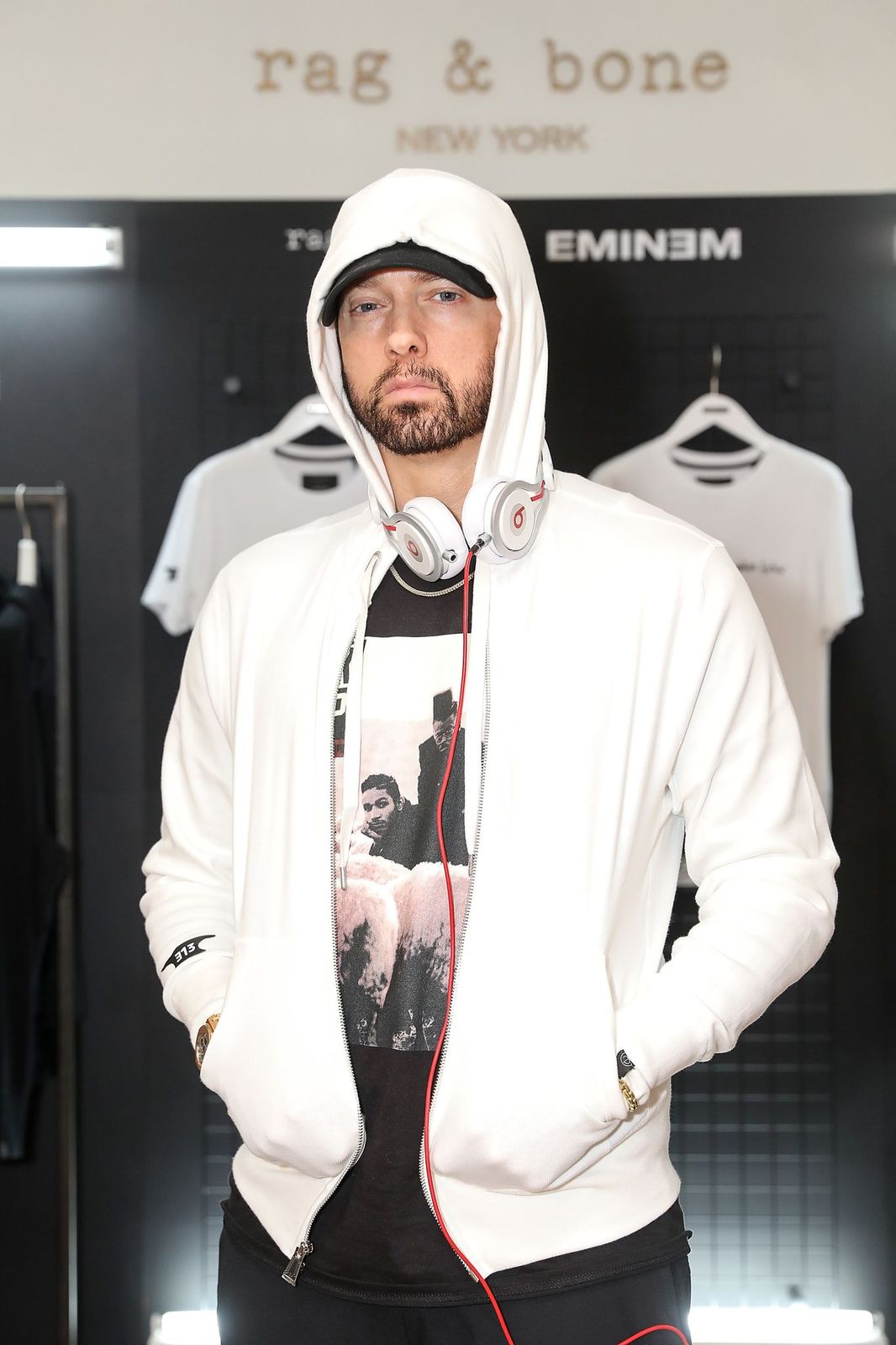  Eminem at the rag & bone X Eminem London Pop-Up on July 13, 2018 | Getty Images