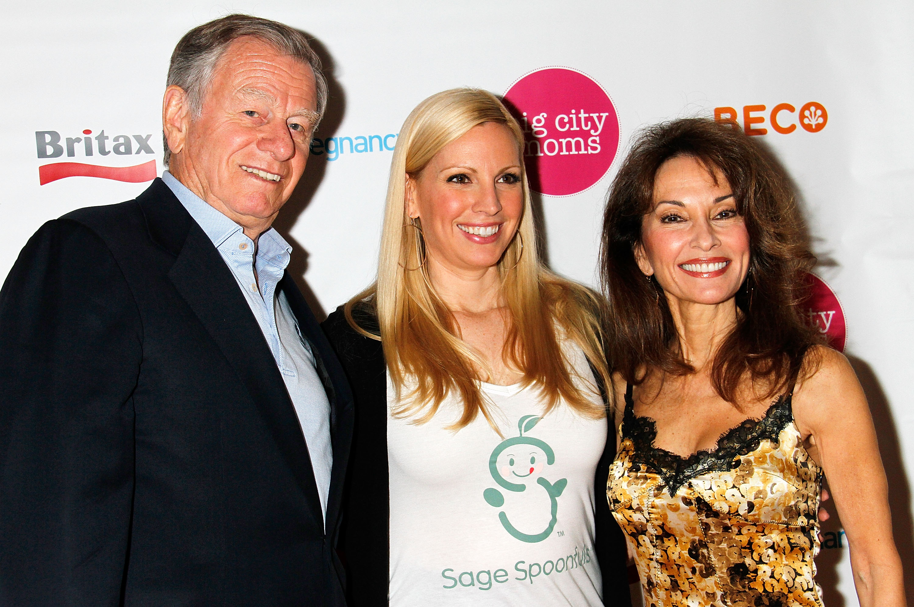 Susan Lucci (right), along with her husband Helmut Huber (left) and daughter Liza Huber (center), at the 16th annual Big City Moms Biggest Baby Shower Ever held at Metropolitan Pavilion in New York City on May 30, 2013 | Source: Getty Images