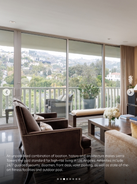 Inside Sharon and Ozzy Osbourne's Sierra Towers condo from a post dated November 10, 2025. | Source: Instagram/carolwoodrealestate