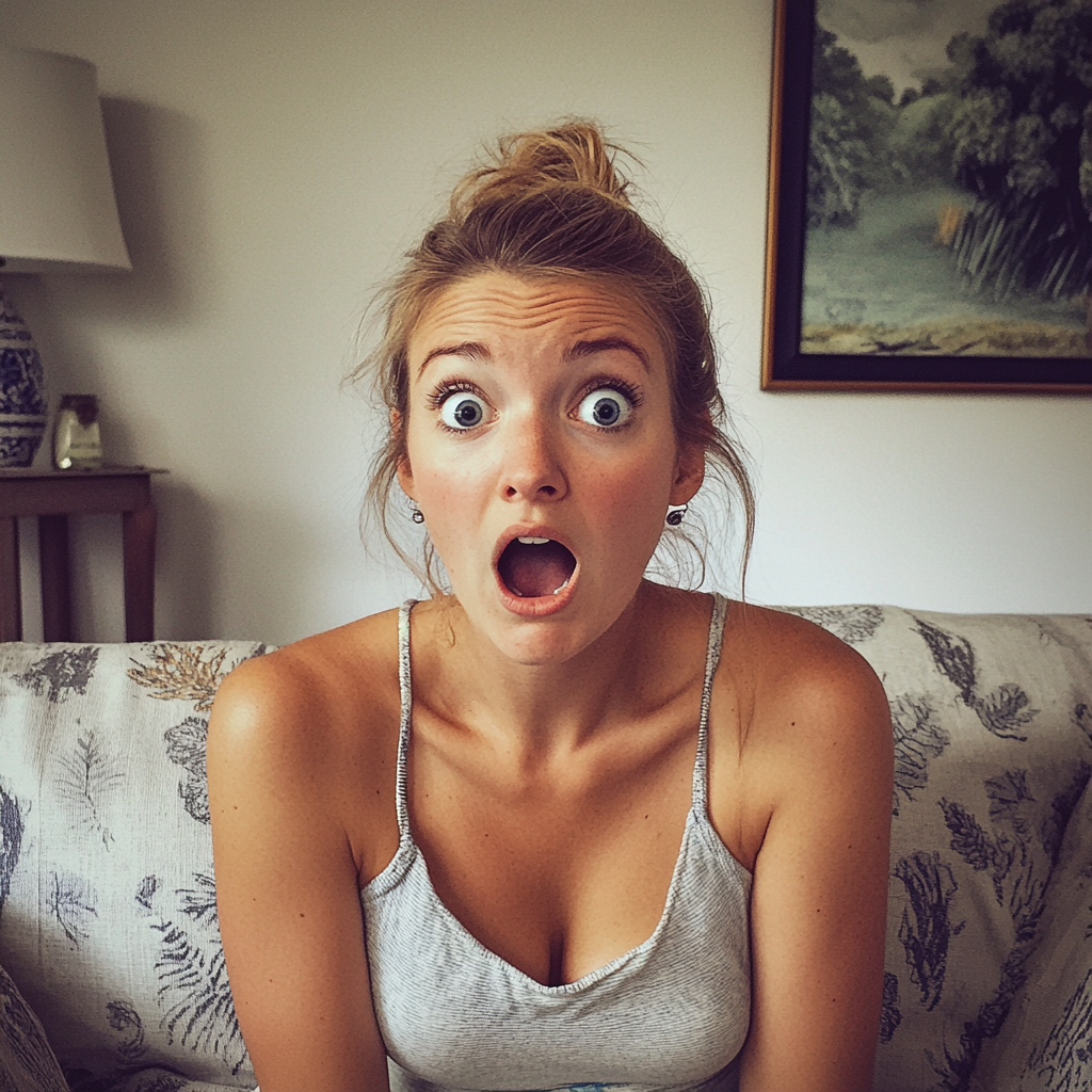 A shocked young woman | Source: Midjourney