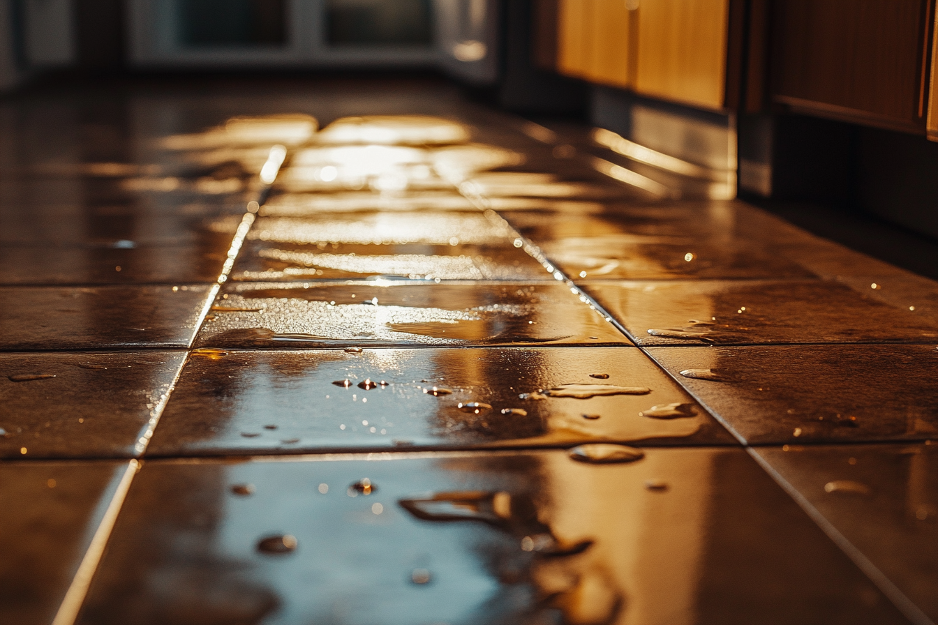 A slightly wet kitchen floor | Source: Midjourney