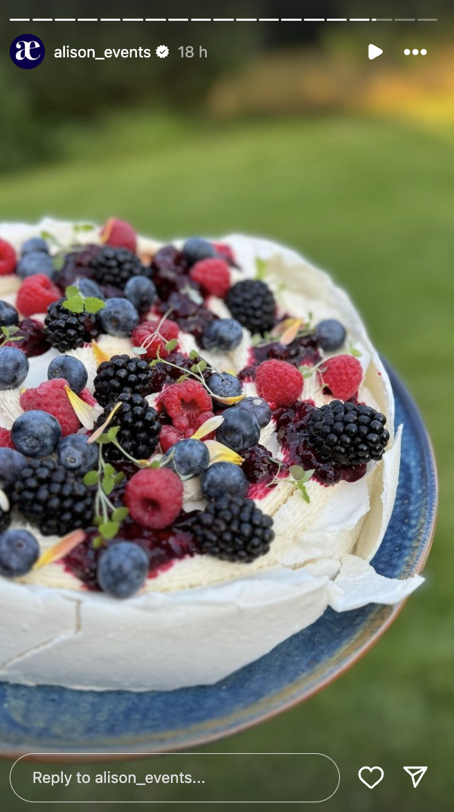 Some of the food served at Jesse Light and Jesse Bongiovi's five-day wedding celebration, posted on July 15 | Source: Instagram/alison_events