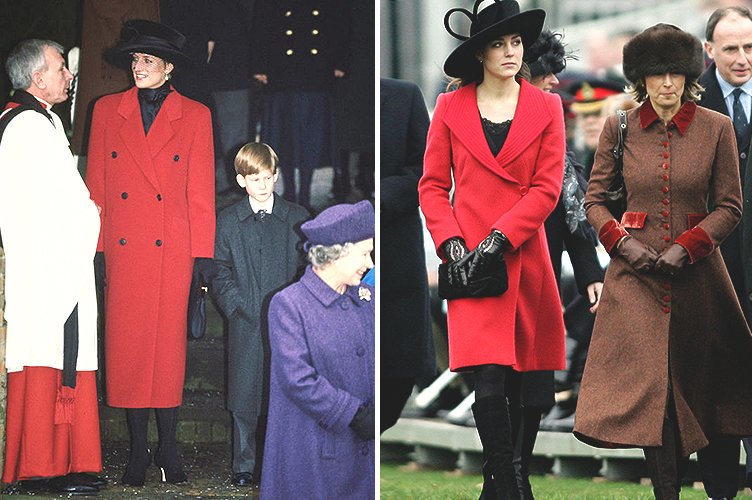 Princess Diana in December 1993 and Duchess Kate Middleton in December 2006 | Photo: Getty Images