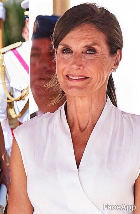 Reina Letizia con efecto envejecedor de FaceApp. | Imagen filtrada con FaceApp