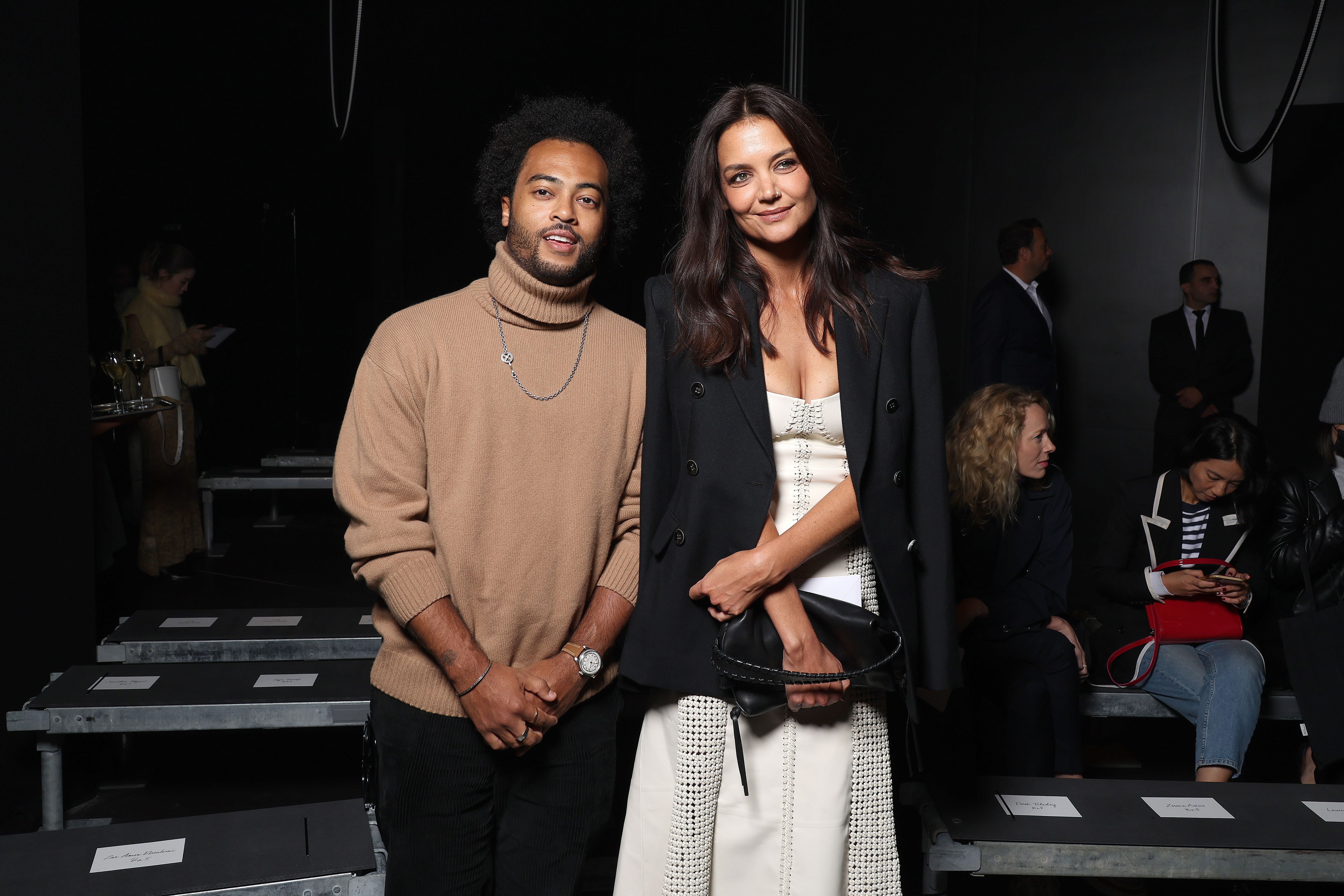 Bobby Wooten III and Katie Holmes on September 29, 2022 in Paris, France | Source: Getty Images