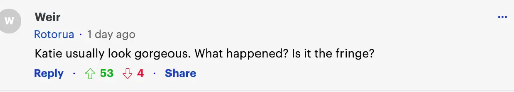 User comment about Katie Holmes, dated October 24, 2023 | Source: Daily Mail