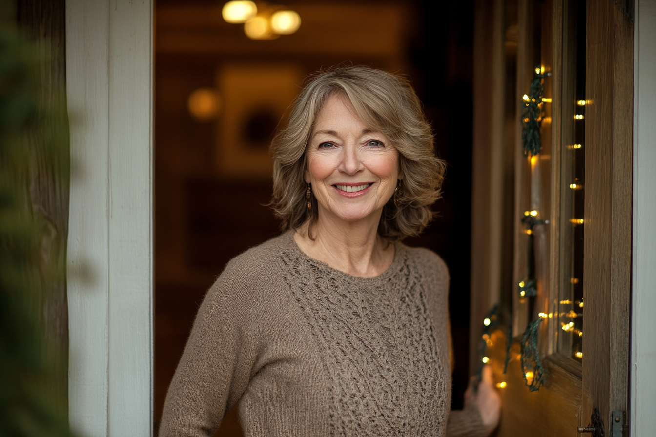 A smiling woman at the door | Source: Midjourney