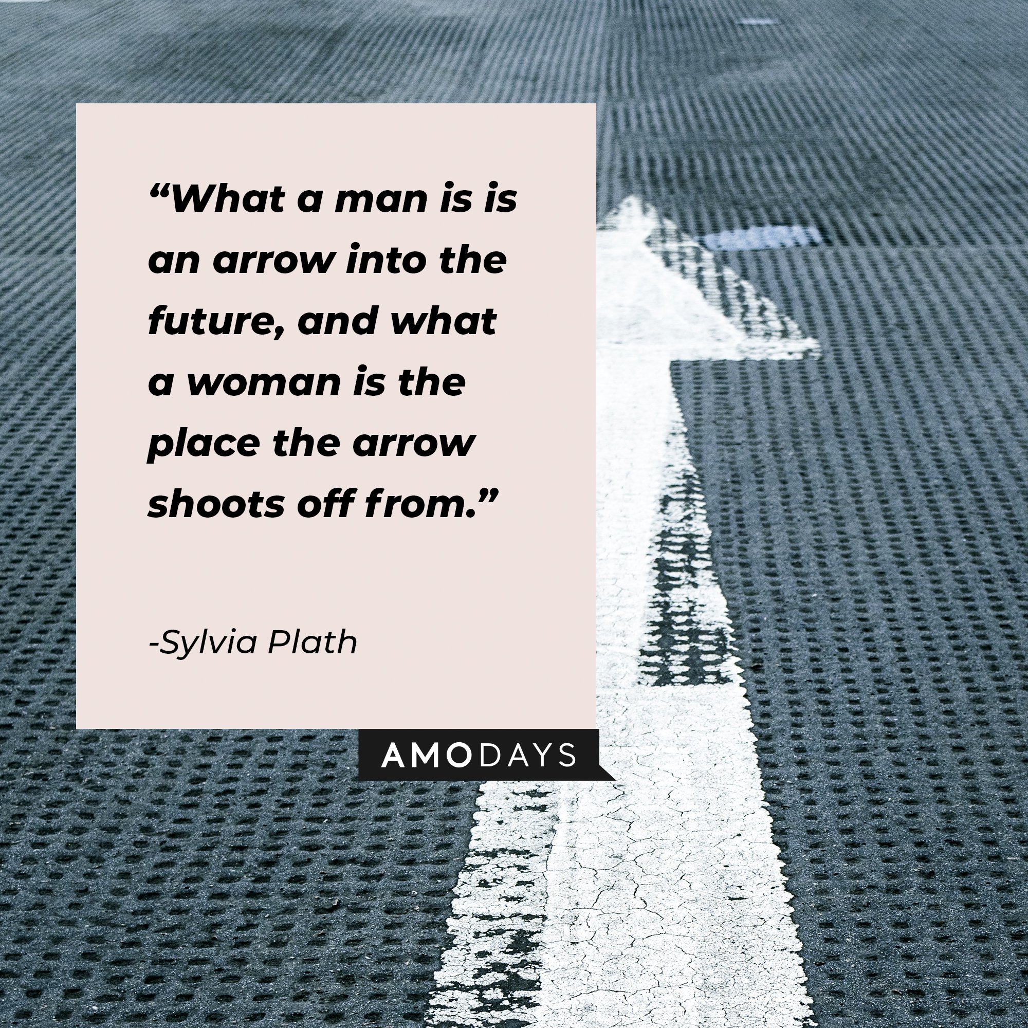 Sylvia Plath’s quote: “What a man is an arrow into the future, and what a woman is the place the arrow shoots off from." | Image: AmoDays