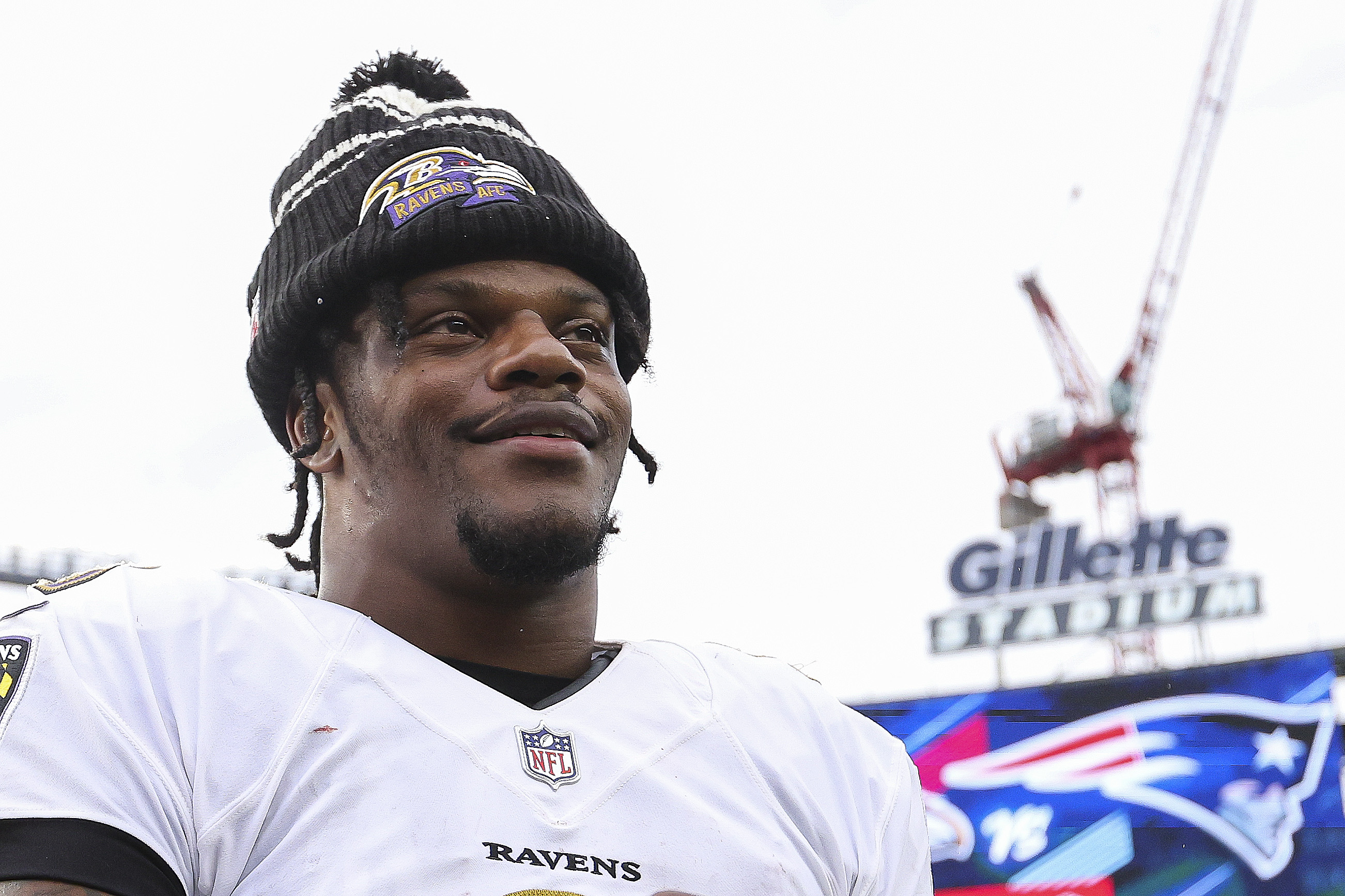 Lamar Jackson reacts after the game against the New England Patriots at Gillette Stadium on September 25, 2022 in Foxborough, Massachusetts. | Source: Getty Images