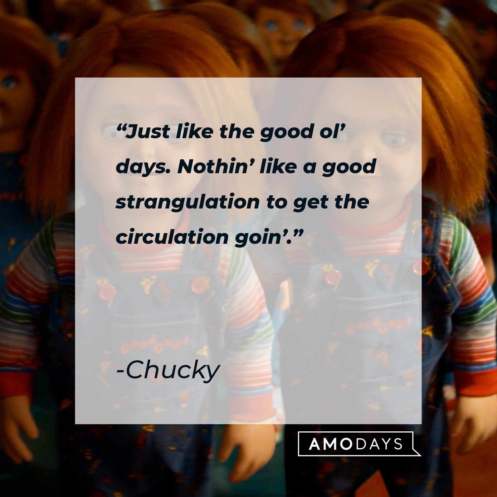 Chucky's quote: “Just like the good ol’ days. Nothin' like a good strangulation to get the circulation goin'." | Image: AmoDays
