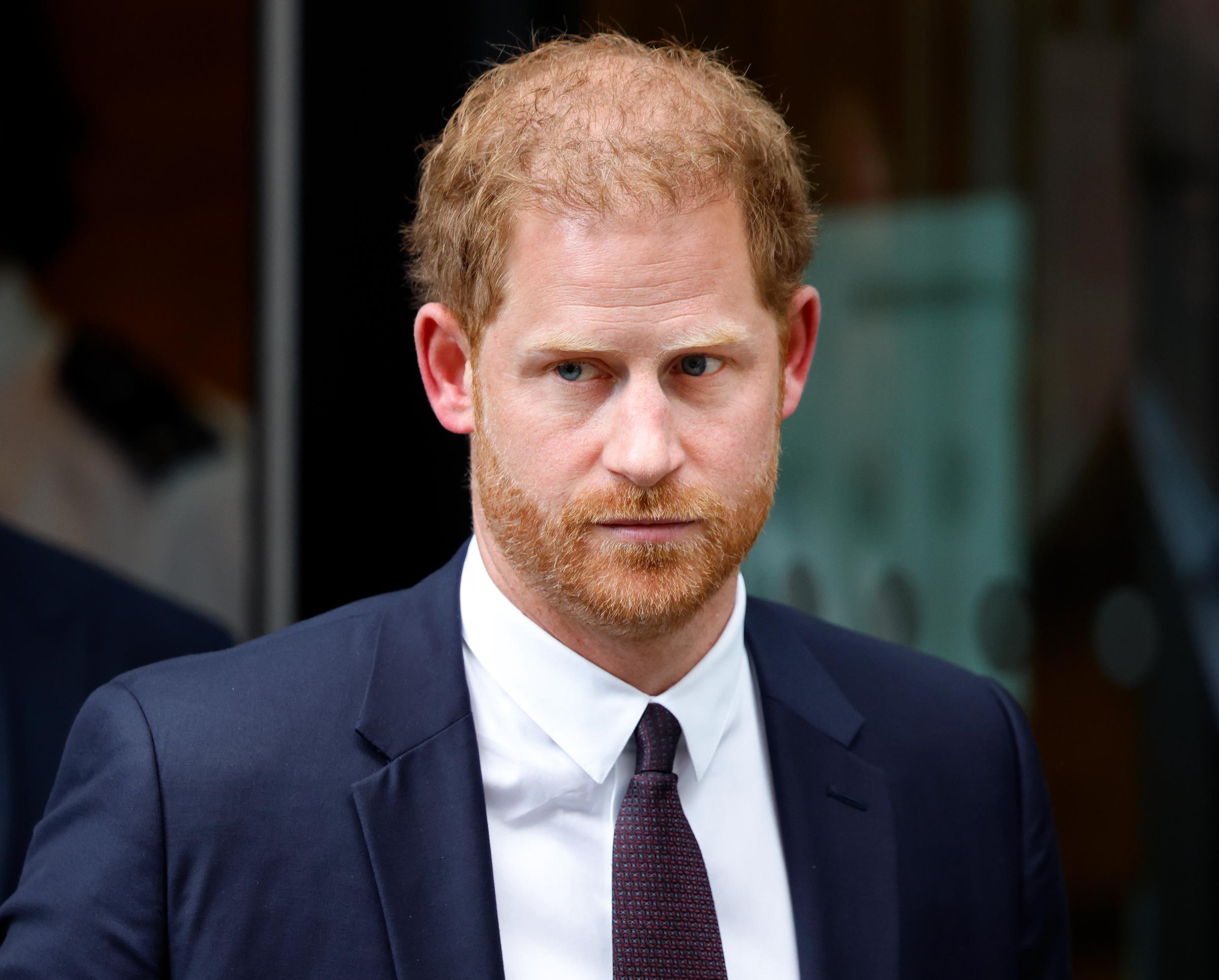 Prince Harry leaves the Rolls Building of the High Court in London, England after giving evidence in the Mirror Group phone hacking trial on June 6, 2023. | Source: Getty Images