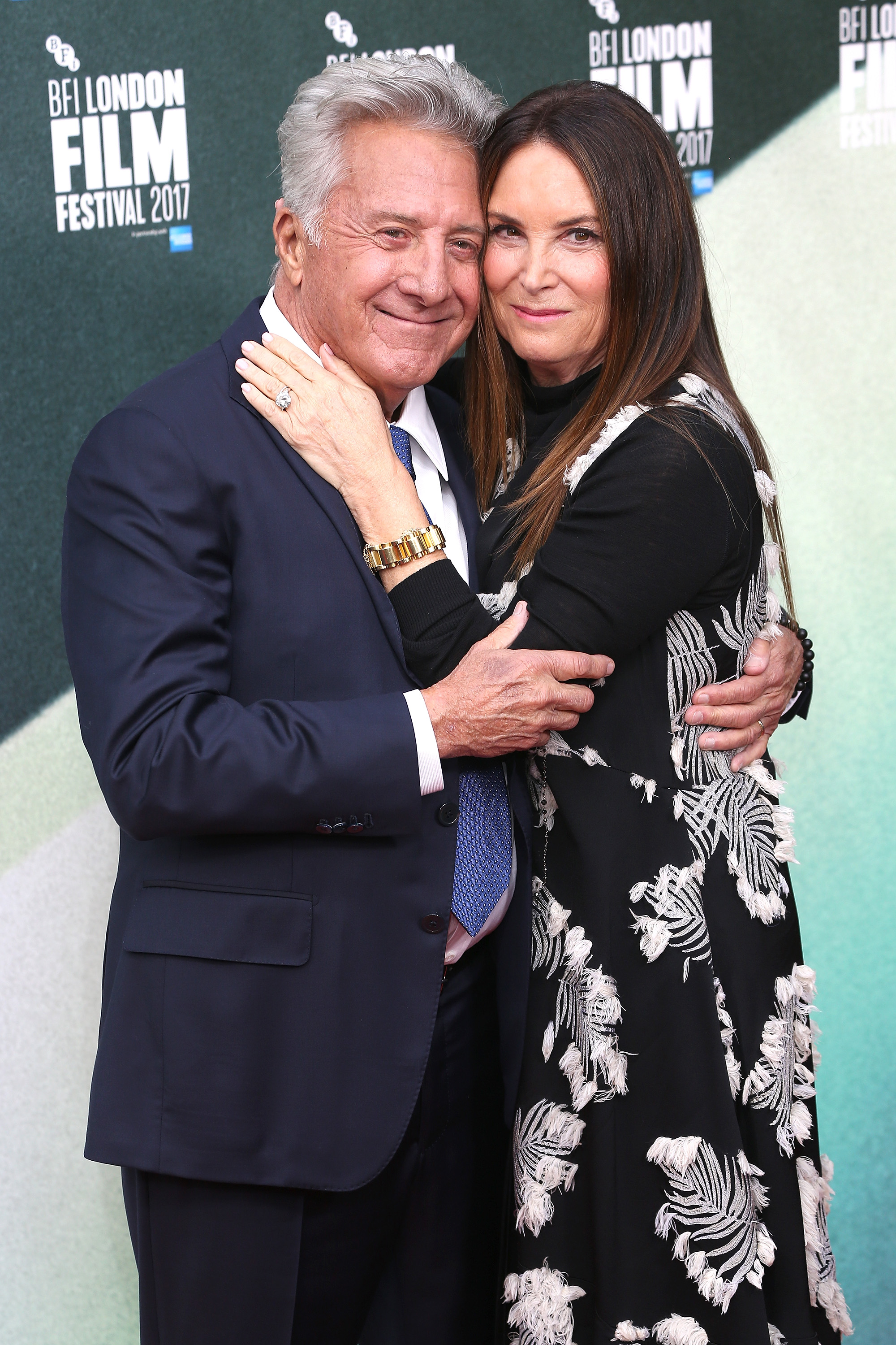 Dustin Hoffman and Lisa Hoffman attend "The Meyerowitz Stories" UK premiere in London, England on October 6, 2017. | Source: Getty Images