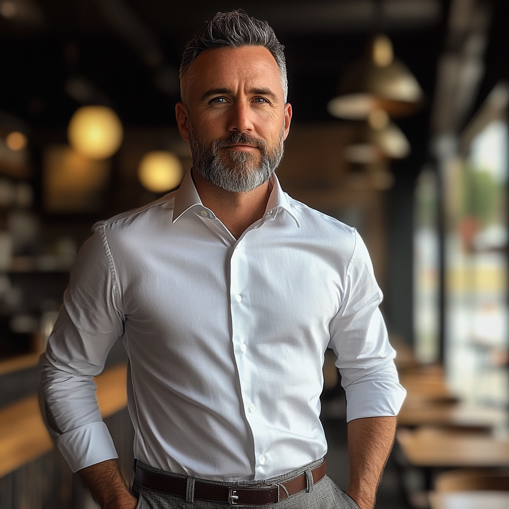 A man standing in a café | Source: Midjourney