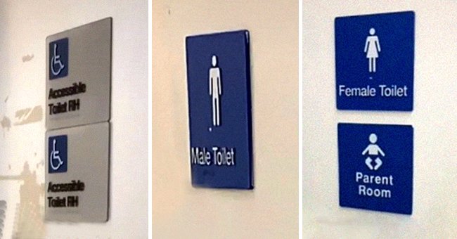 TikToker shows signs at a local hardware store and claims the store is sexist because their parent room is grouped with the female restroom | Photo: TikTok/madi.richardson