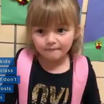 Sunshine Oelfke wearing her school backpack | Source: Youtube/ CBS News