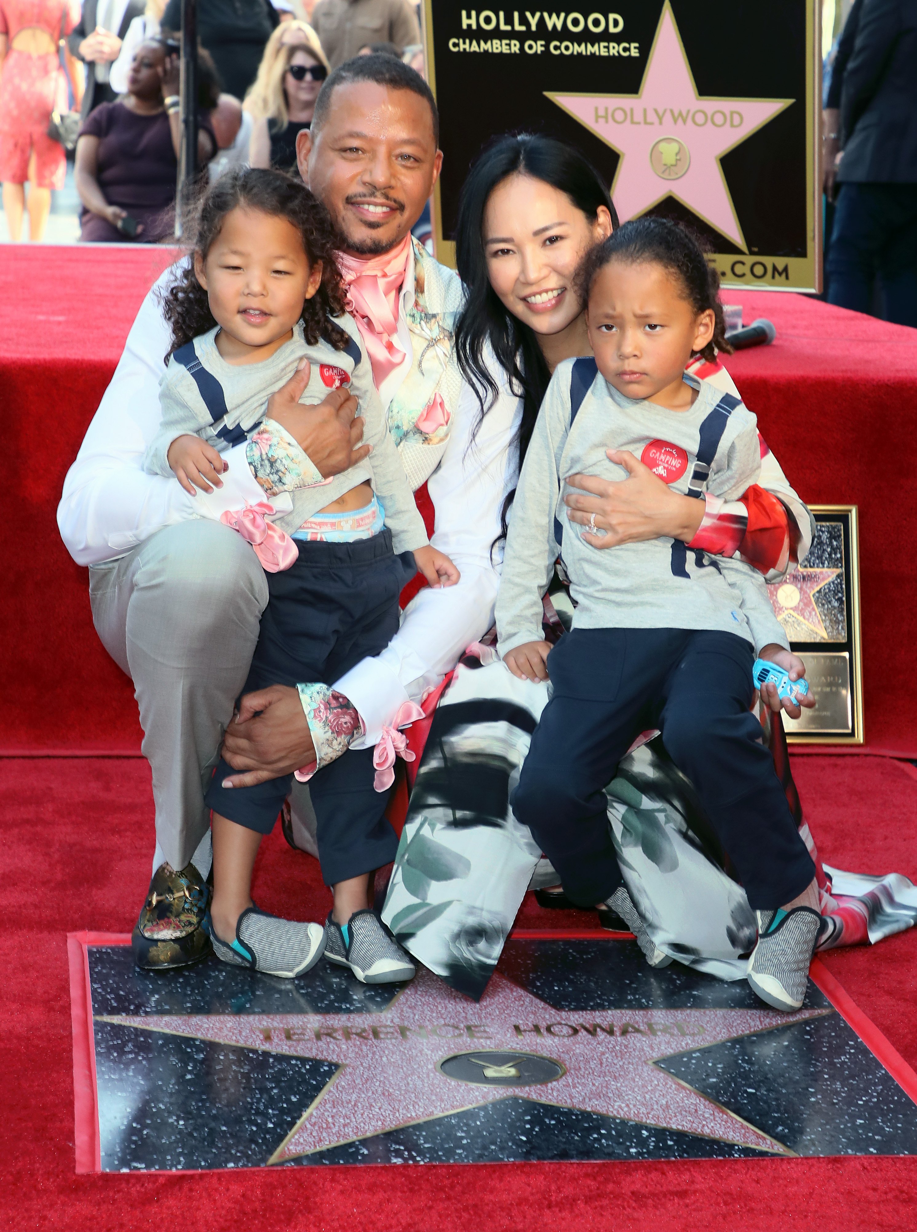 Terrence Howard, Mira Pak and sons Hero Howard and Quirin Howard attend on the Hollywood Walk of Fame on, September 24, 2019, in Hollywood, California. | Source: Getty Images