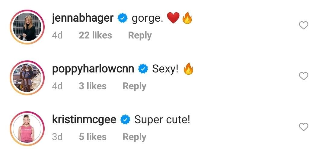 Jenna Bush Hager, Poppy Harlow and Kristin McGee comment on Guthrie's post | Source: Instagram/@savannahguthrie  