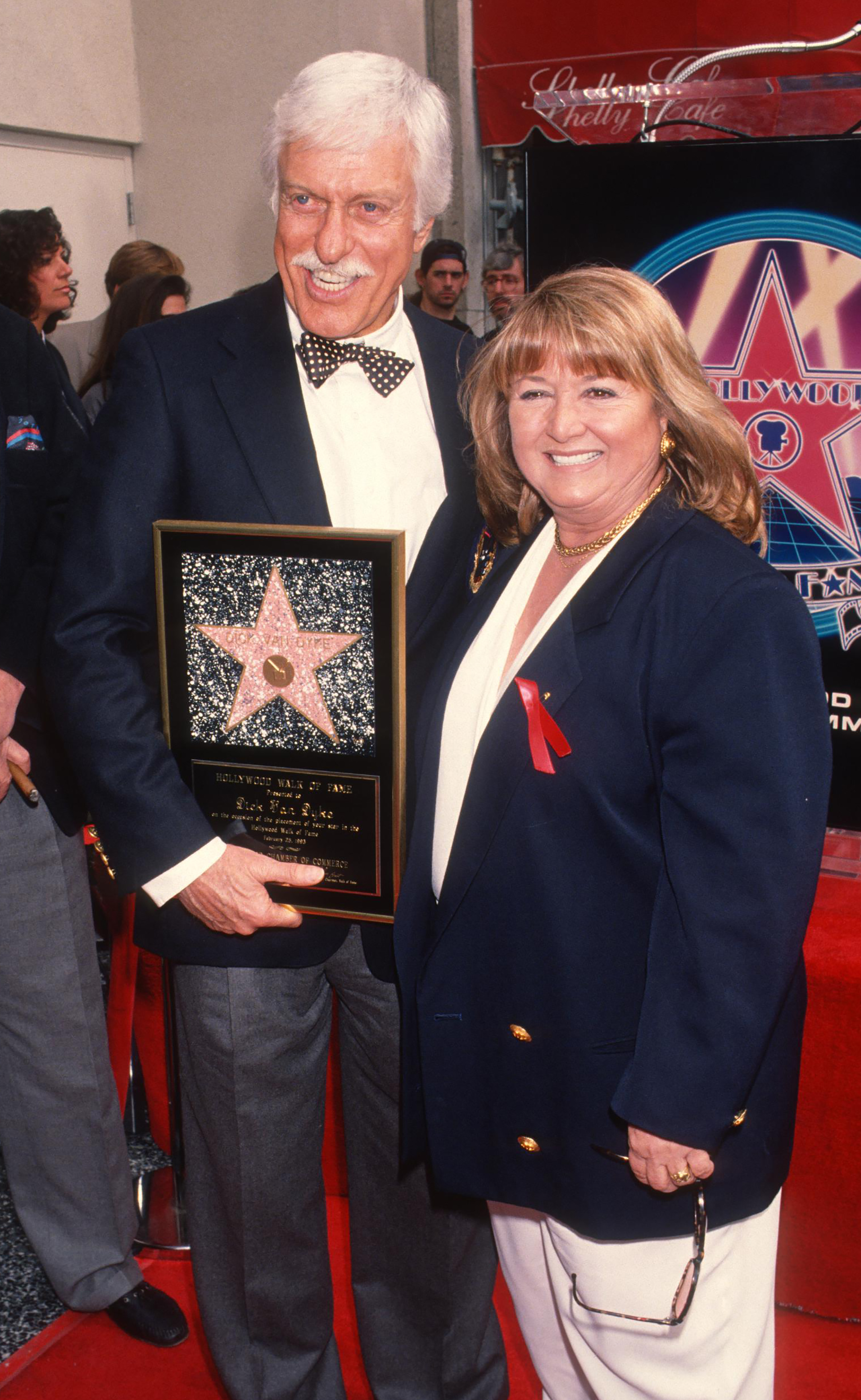 Actors Dick Van Dyke and Michelle Triola attend Hollywood Walk Of Fame Star Ceremony on February 25, 1993 in Hollywood, California | Source: Getty Images