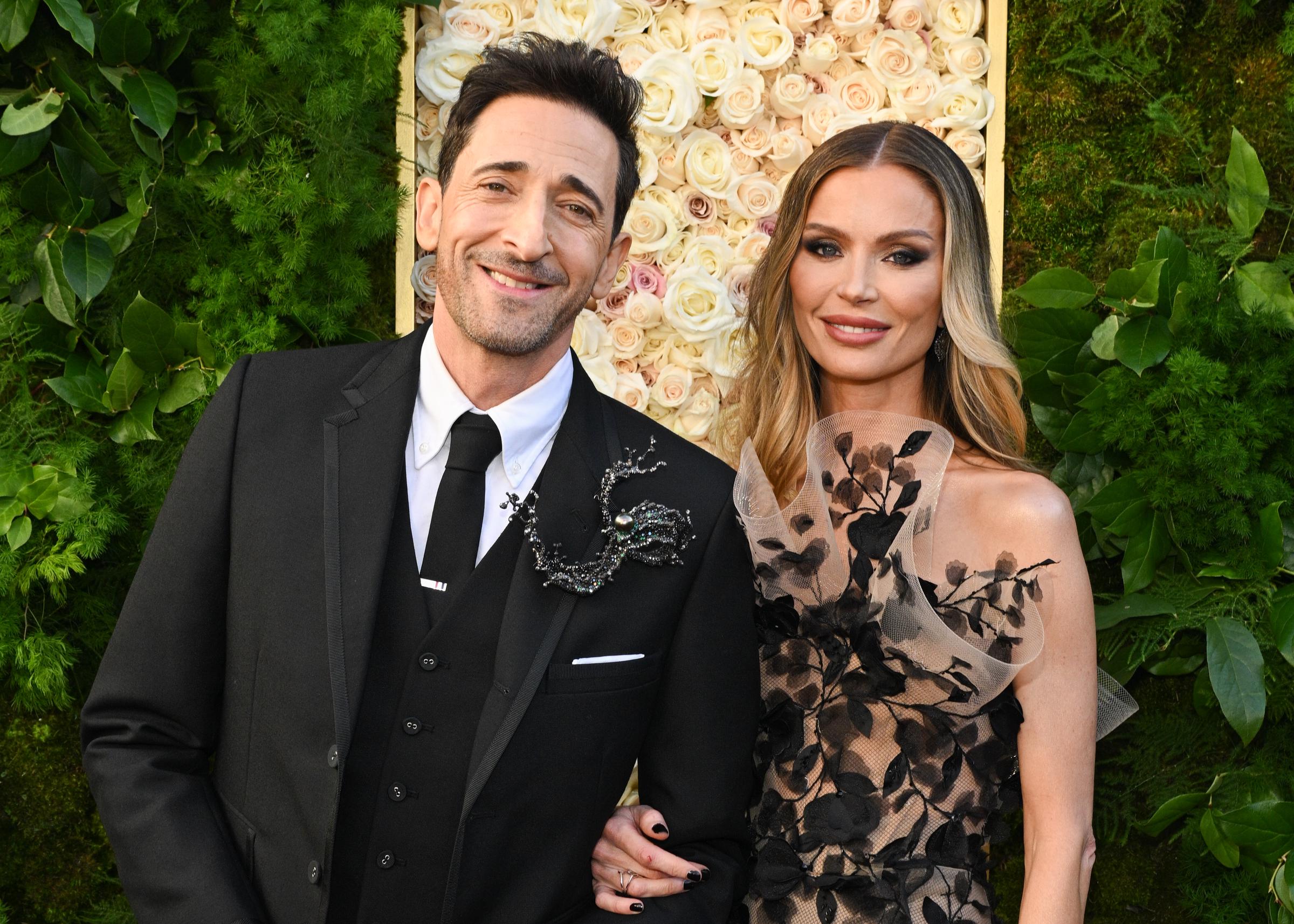 Adrien Brody and Georgina Chapman during the 82nd Annual Golden Globes on January 5, 2025 in Beverly Hills, California. | Source: Getty Images