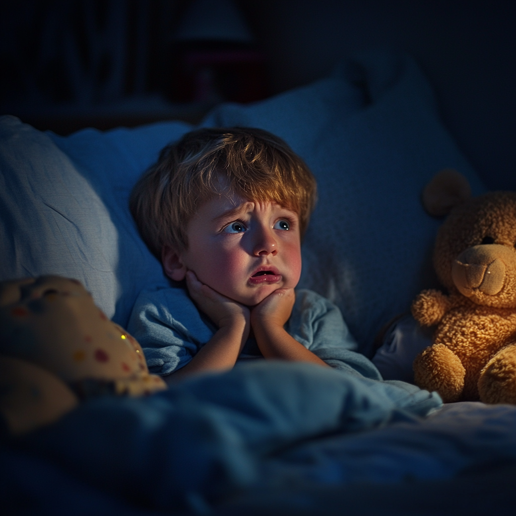 A child crying in his room | Source: Midjourney