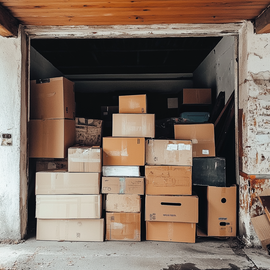 Piles of boxes in the garage | Source: Midjourney