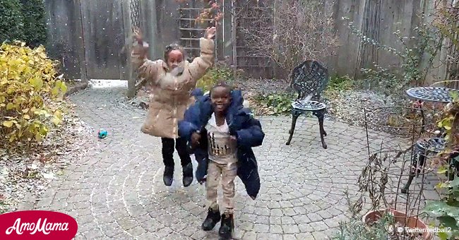 Viral video shows child refugees fleeing conflict delighted by snow for the first time in Canada