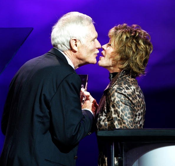 ed Turner (L) and actress Jane Fonda attend the 20th annual Enviornmental Media Association Awards at Warner Brothers Studios on October 16, 2010, in Burbank, California. | Source: Getty Images.