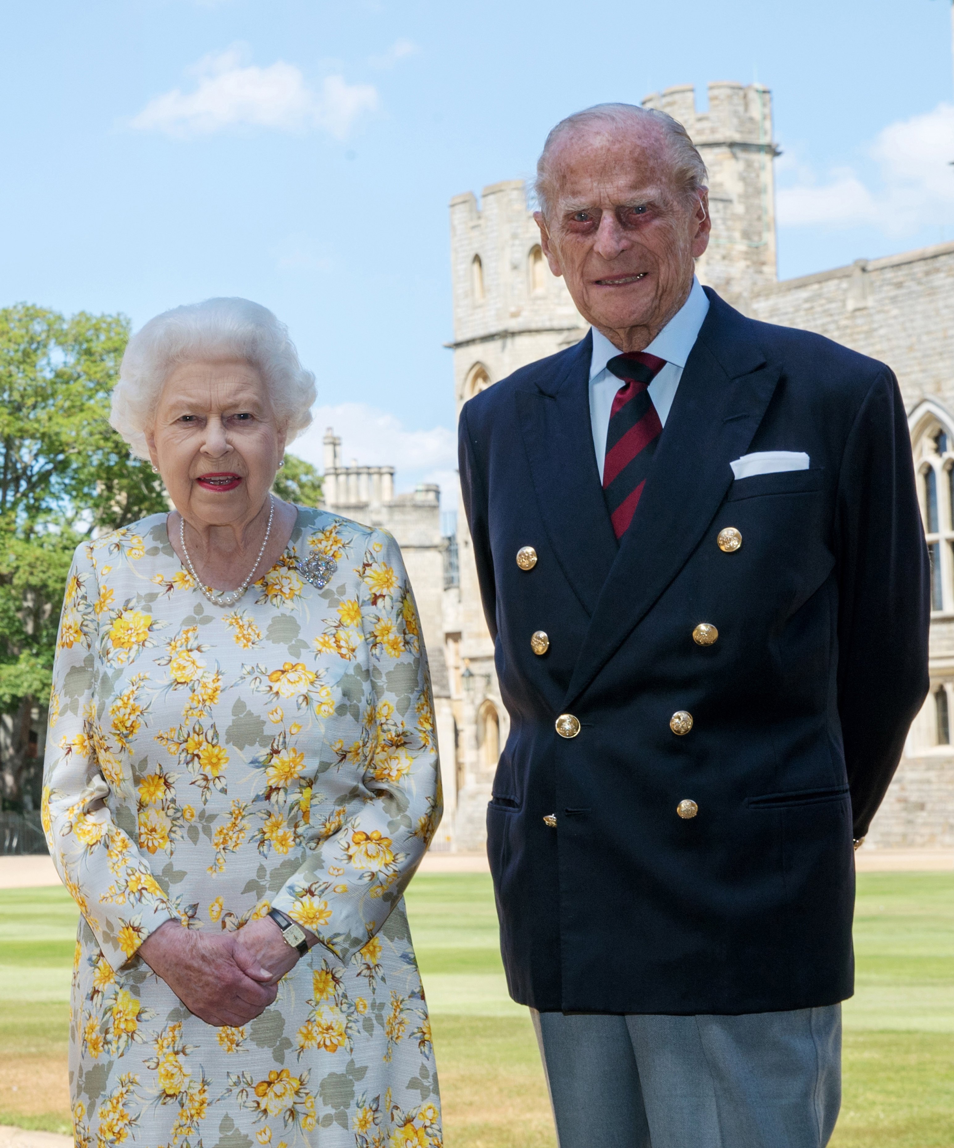 Queen Elizabeth II and the Duke of Edinburgh pose in the quadrangle of Windsor Castle ahead of his 99th birthday on Wednesday, on June 1, 2020, in Windsor, United Kingdom. | Source: Getty Images.