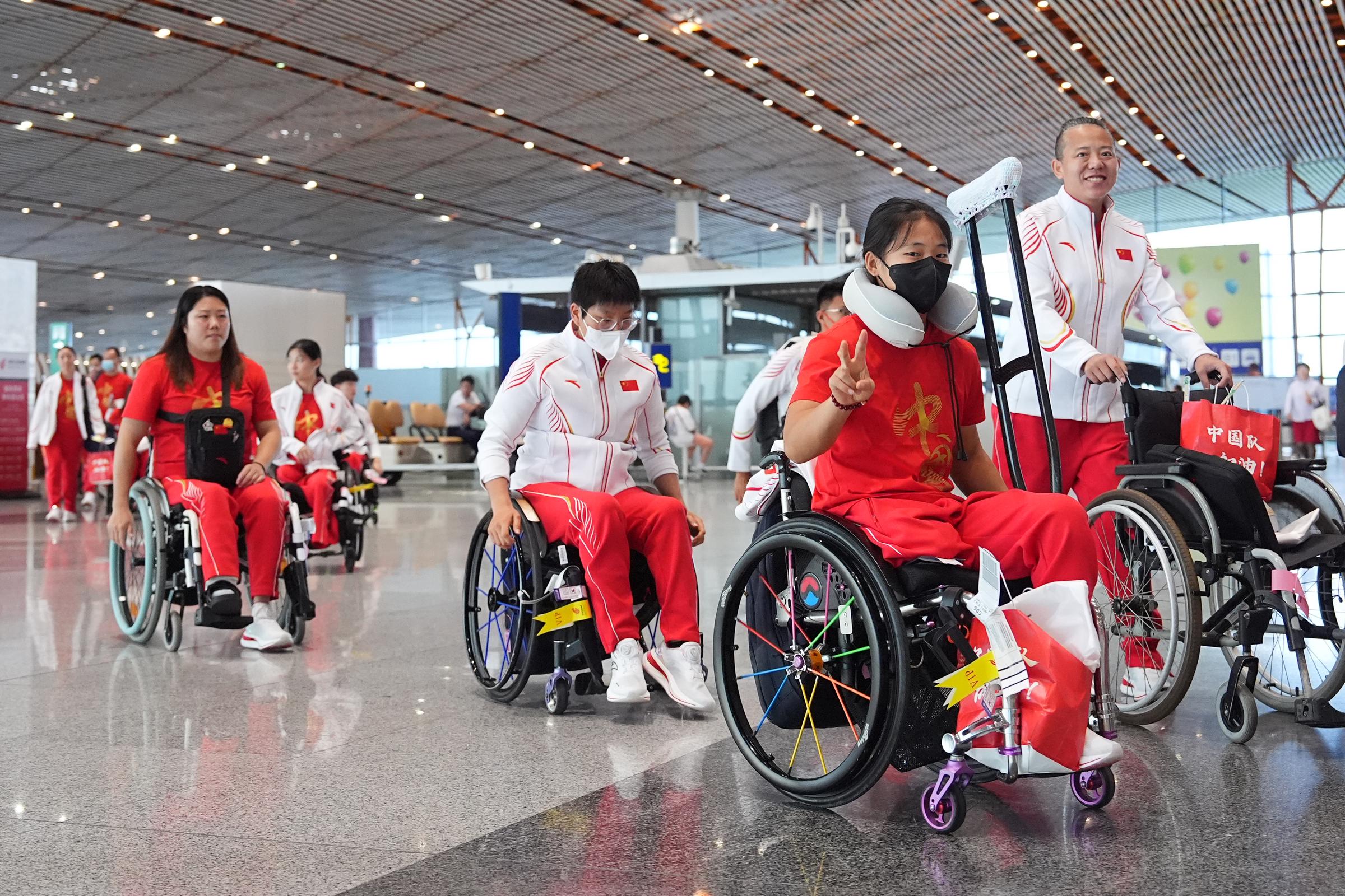 Chinese Paralympic delegation head for Paris, France on August 21, 2024 | Source: Getty Images