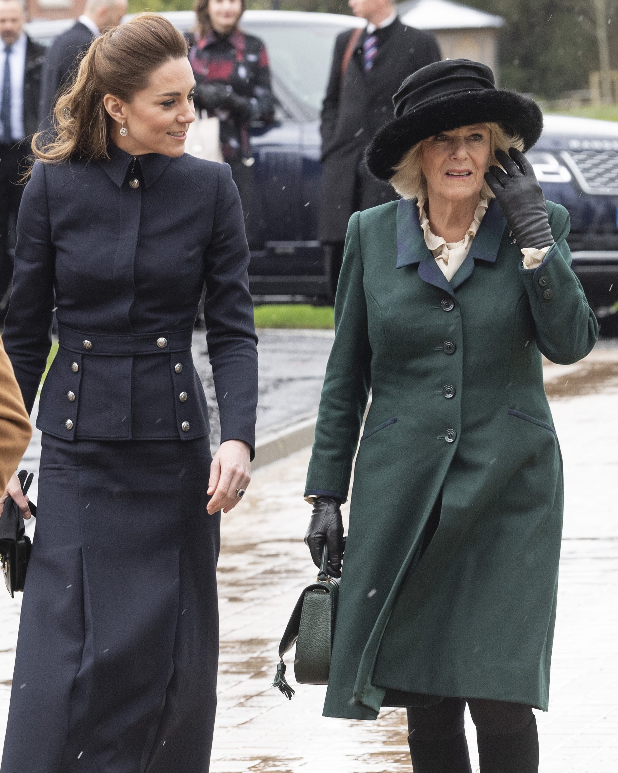 Camilla Duchess of Cornwall and Kate Middleton in Loughborough 2020. | Source: Getty Images