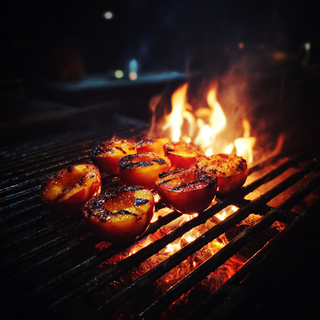 Peaches on a grill | Source: Midjourney