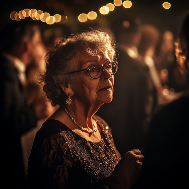 An elderly woman mingling with other guests at a party | Source: Midjourney