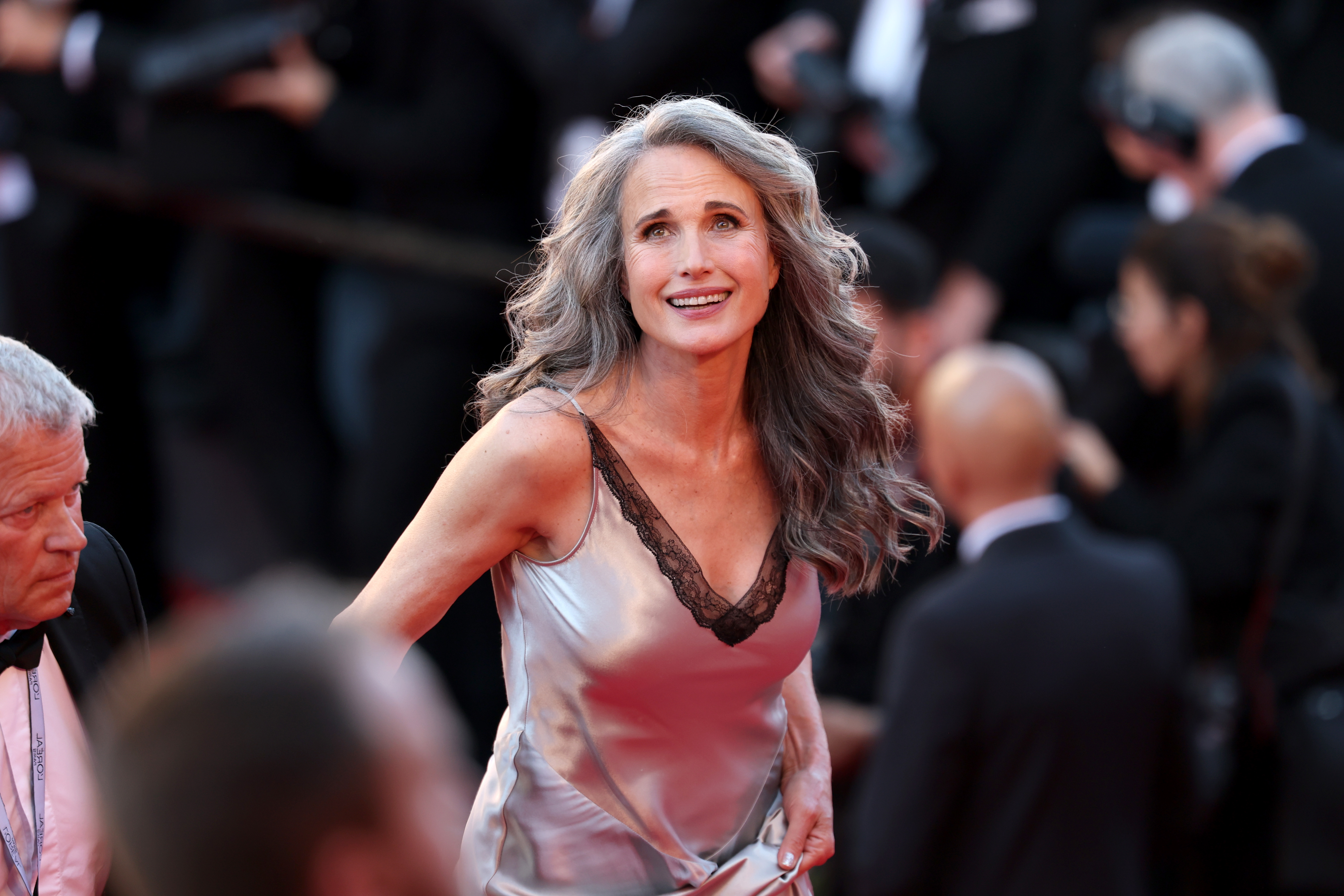 Andie MacDowell at the "Dossier 137 (Case 137)" red carpet during the 78th annual Cannes Film Festival on May 15, 2025, in France. | Source: Getty Images