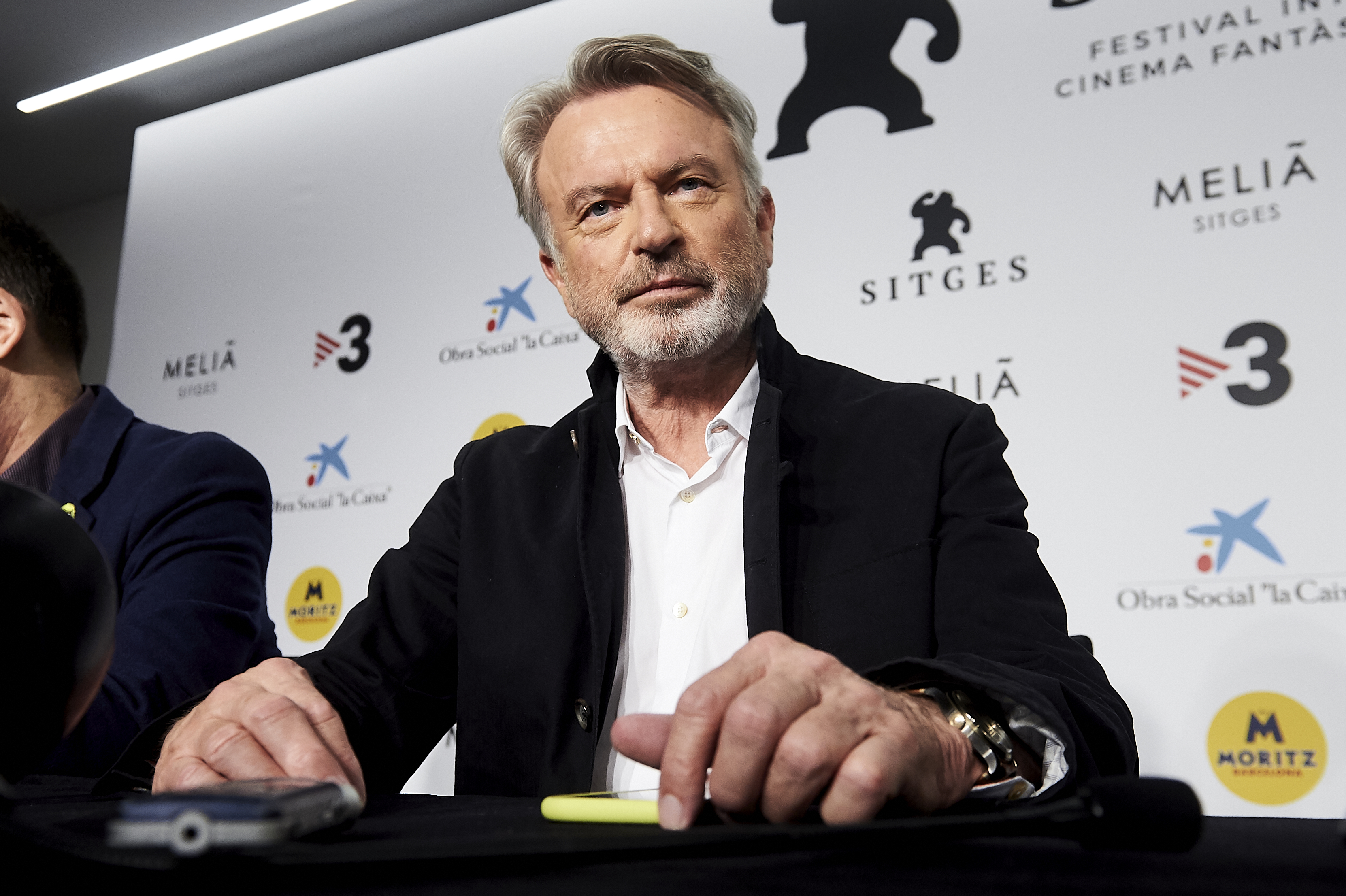 Actor Sam Neill attends a press conference during day 9 of the 52nd edition of the Sitges Fantastic Film Festival on October 11, 2019 in Sitges, Spain | Source: Getty Images