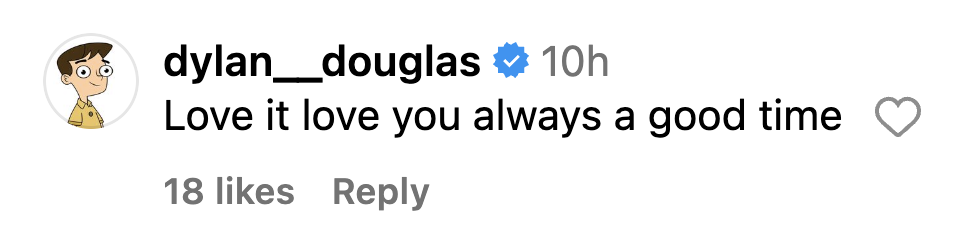 A fan comment on Carys Douglas' Instagram post dated November 2023 | Source: Instagram.com/carys.douglas