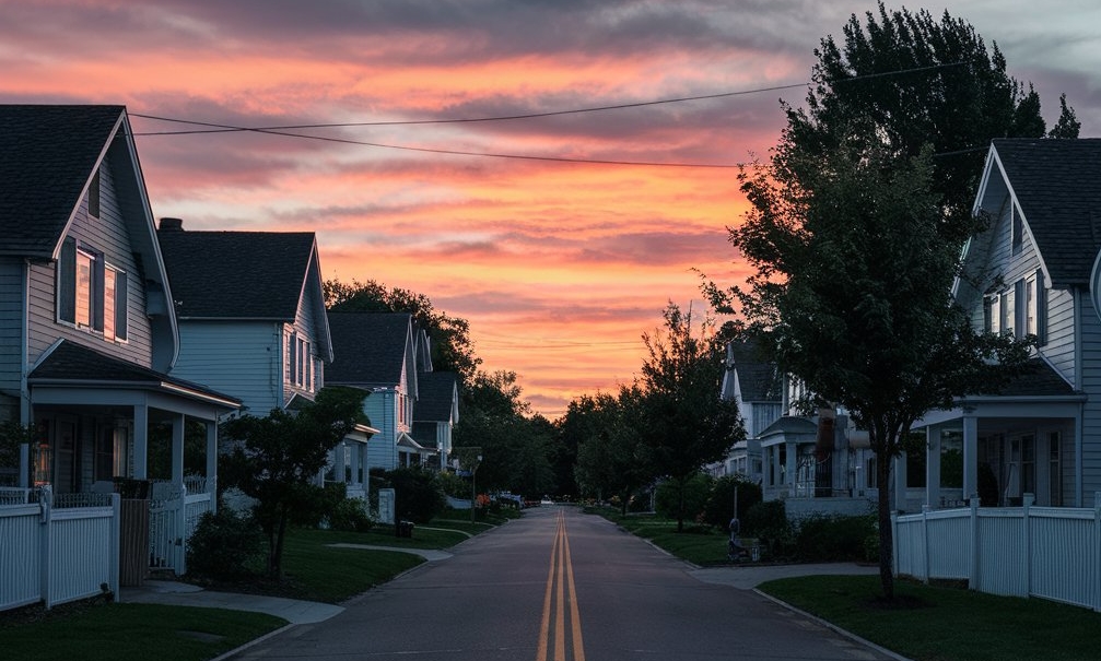 A quiet suburban street at sunset | Source: Midjourney