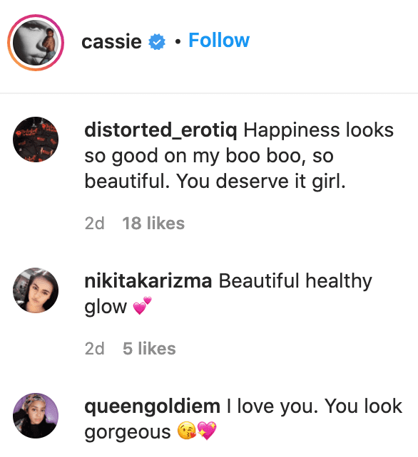 Fans' comments on Cassie's post. | Instagram/cassie