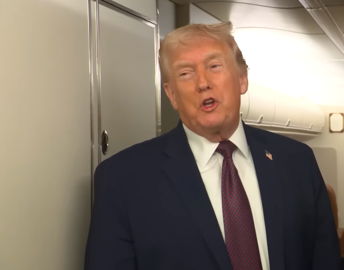 Donald Trump raving about his wife's documentary to reporters aboard Air Force One, posted on January 11, 2026. | Source: YouTube/The White House