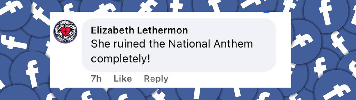 A Facebooker's reaction to Kristin Chenoweth's rendition of the national anthem, from a post dated June 23, 2025 | Facebook/koco5