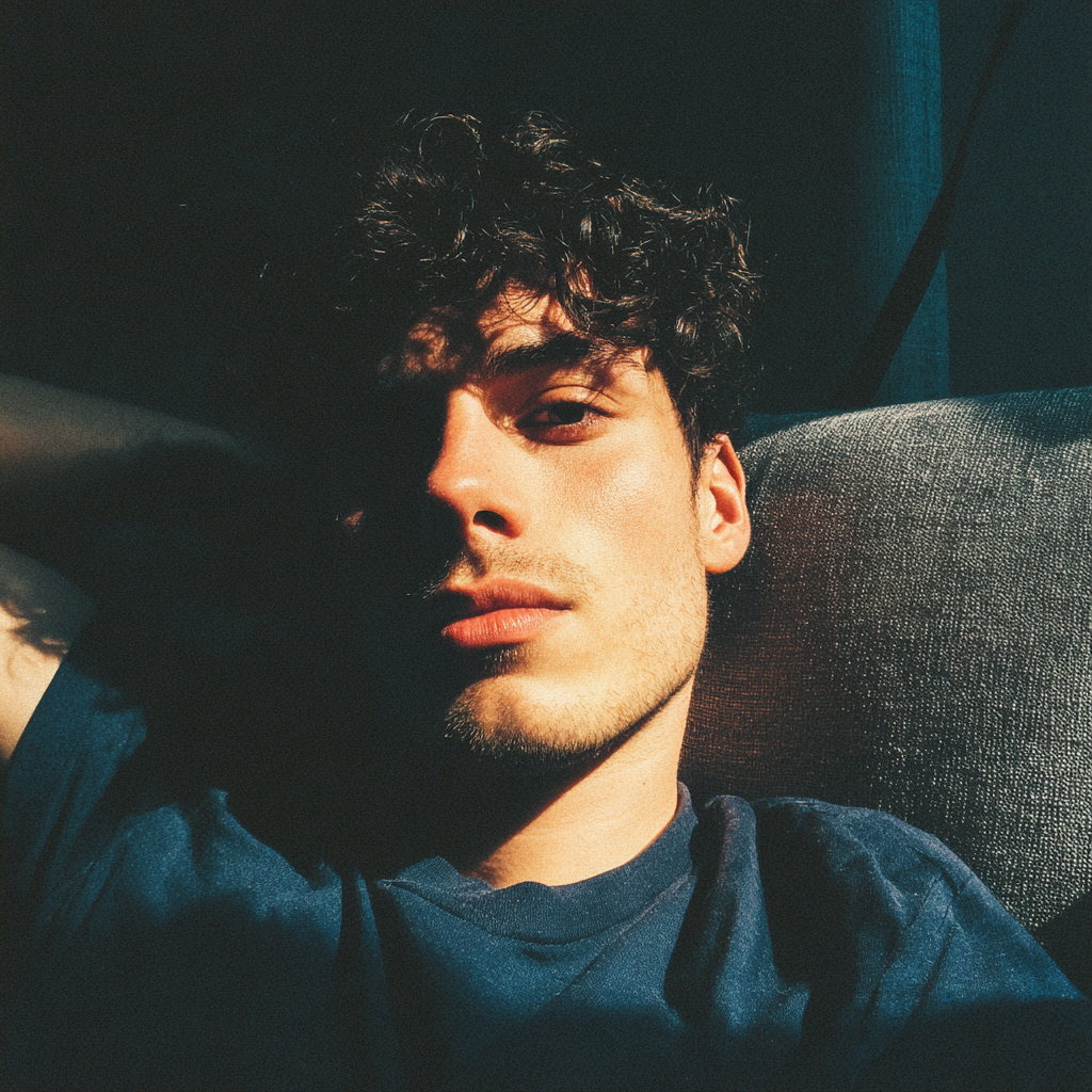 A man sitting on a couch | Source: Midjourney