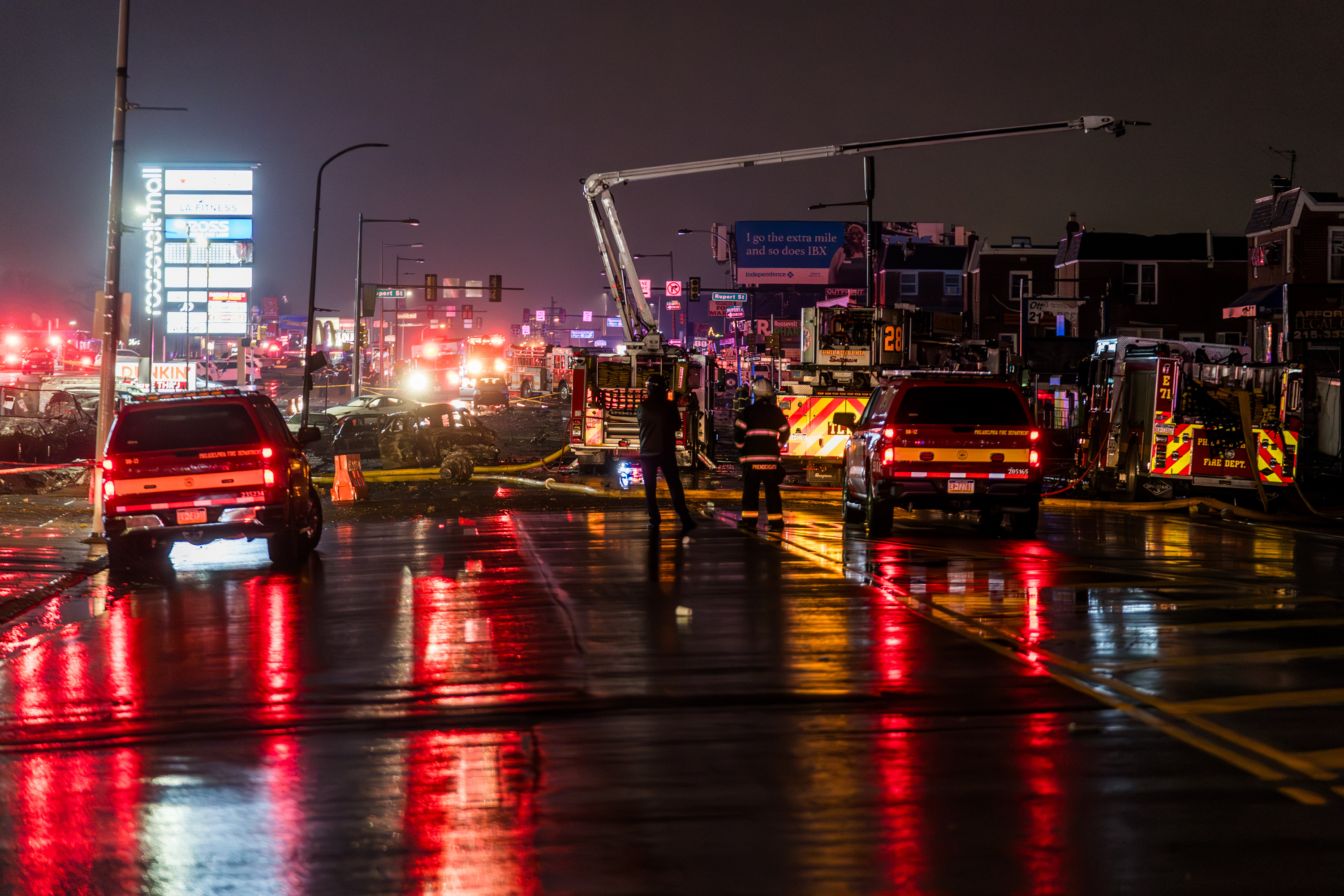 Police blocking off the crash site as first responders assess the area. | Source: Getty Images