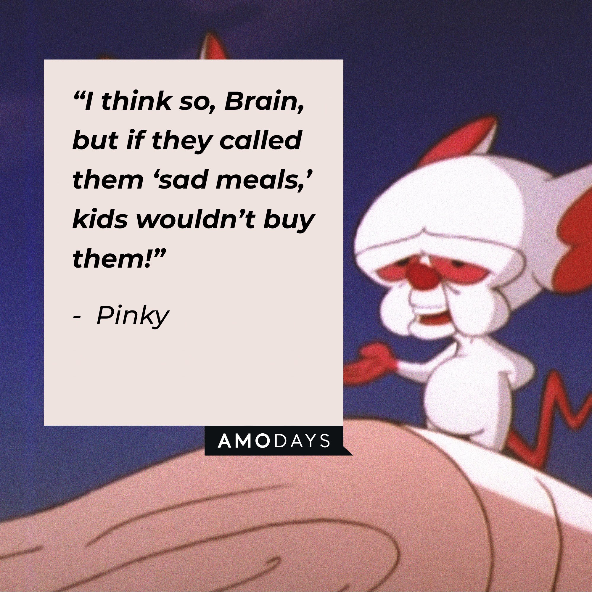 Pinky's quote: “I think so, Brain, but if they called them ‘sad meals,’ kids wouldn’t buy them!” | Image: AmoDays