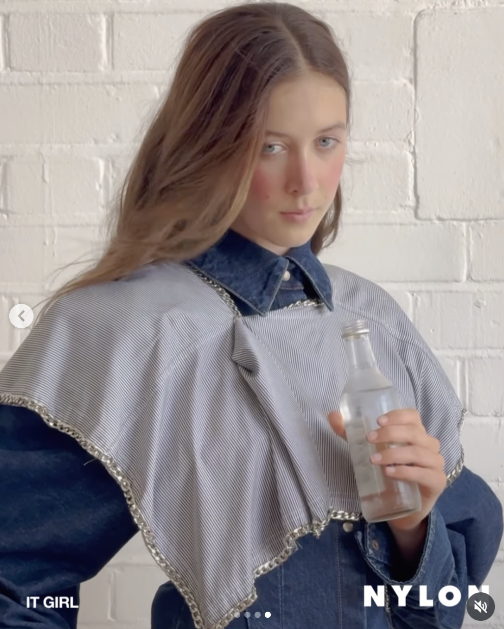 Sunday Rose is seen in a blue dress while modeling for her first fashion magazine shoot, dated August 6, 2025 | Source: Instagram/nylonmag