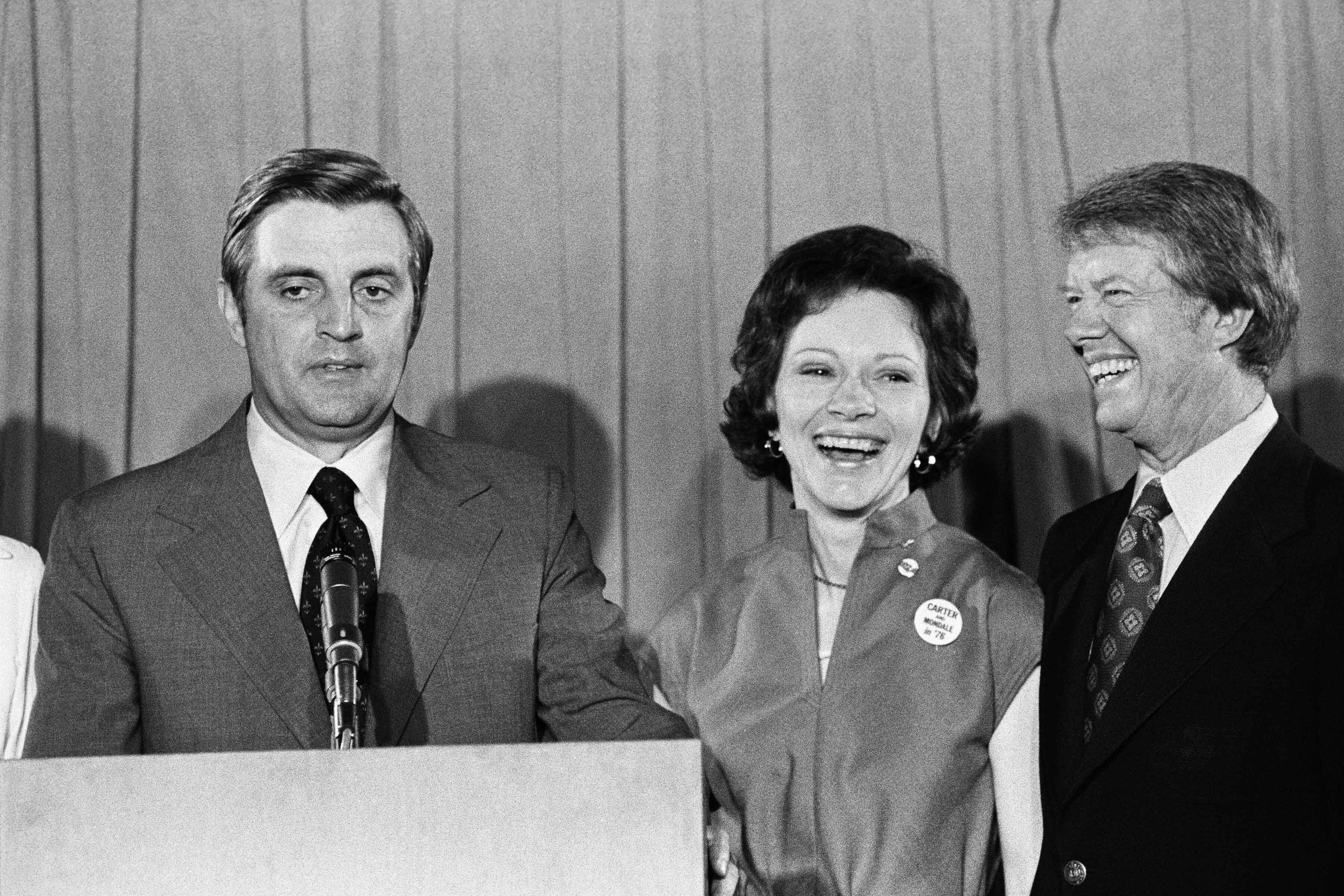 Jimmy Carter taps Walter F. Mondale as his Vice President running mate at the Democratic National Convention. | Source: Getty Images